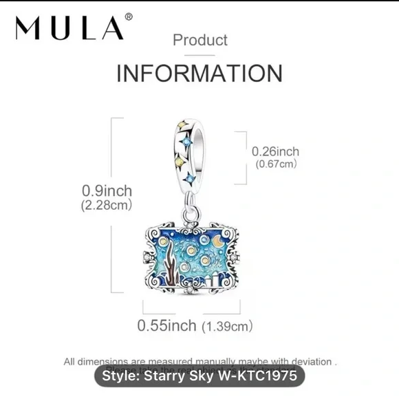 Elegant Blue and Silver Charm Bracelet - Picture 4 of 4